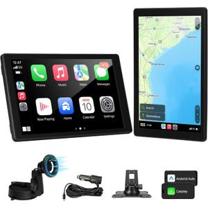 8'' Wireless Carplay Screen for Car, Portable Apple Car Play & Android Auto Car Stereo HD Touchscreen, Vertical/Horizontal Mode, Magnetic Mount, 5.0G WiFi, Voice Control & GPS Navigation