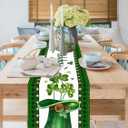 2 x St Patrick's Day Table Runner 13*72 inch,Green Lucky Shamrock Clover Table Runner Seasonal Spring Holiday Plaid Farmhouse Kitchen Dining Table Decoration for Indoor Outdoor Home Party Decor
