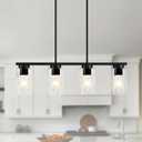 Island Lights for Kitchen,4-Light Black Dining Room Light Fixture Chandeliers for Dining Room Over Table, Modern Kitchen Island Lighting Farmhouse Kitchen Island Light Fixtures Pendant Lights 27"