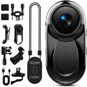 Mini Body Camera 1080P, 512G Thumb Action Camera, Tiny Size, Mount Anywhere, Portable Sports Cam with Magnetic & 360° Clip, Hands-Free Recording for Motorcycle/Sports/Bike/Pet (SD Card Not Included)