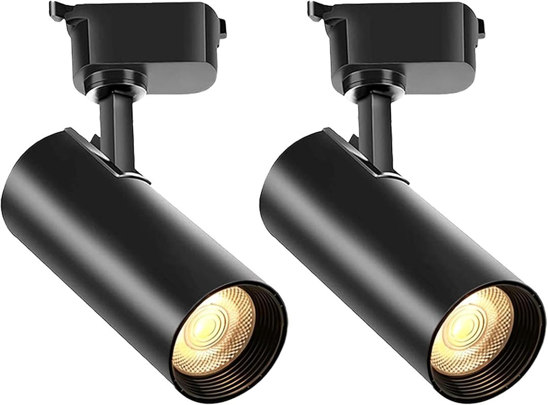 2-Pack 20W White H-Type LED Track Spotlights, 4000K Natural White Dimmable, Includes Free 7.28" Oval H Track Base – Ideal for Closet, Vanity, Art Display & Retail Shop