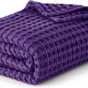 Bedsure Cooling Cotton Waffle King Size Blanket - Lightweight Breathable Blanket of Rayon Derived from Bamboo for Hot Sleepers, Luxury Throws for Bed, Couch and Sofa, Purple, 104x90 Inches