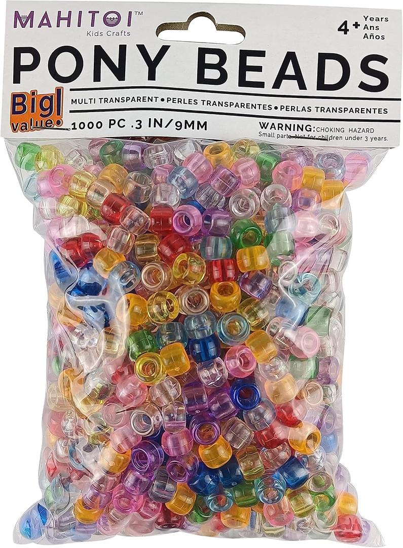 3 x 1000 Transparent Multicolor Beads 9mm x 6mm American Craft Beads for Jewelry Making, Bracelets, and Art Projects