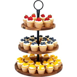 Cupcake Stand, Acacia Wood Cupcake Stand, Cupcake Display Stand, Cupcake Stands for Party, 3 Tier Cupcake Stand, Cup Cake Tower Stand for Birthday Anniversary Party Decoration