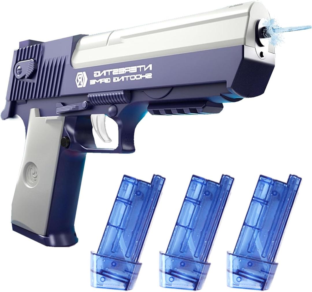 Electric Water Gun for Adults 3 * 60cc High Capacity Rechargeable Automatic Water Guns for Adults & Kids, Water Gun Summer Water Toys Electric Squirt Gun for Beach Pool Swimming Outdoor Party(Blue)