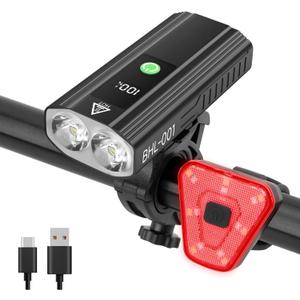 3000 Lumens Super Bright Bike Lights for Night Riding, 5000mAh USB C Rechargeable LED Bicycle Light Front and Rear, Headlight and Back Tail Light Set for Road Mountain (Black, 1 Set)