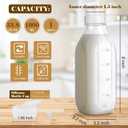 4 Pack 32 Oz Glass Milk Bottles with Nut Milk Bag & 2 Pour Spout & 2 Airtight Lids & Brush- 1Qt Scale Mark Drinking Jars Reusable Container for Milk, Juice, Water, Coffee for Refrigerator