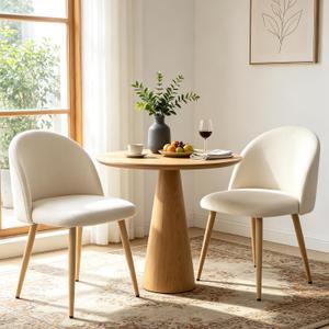 Dining Chairs Set of 2, Velvet Kitchen Chairs with Curved Backrest, Mid Century Modern Upholstered Side Chairs Accent Chairs with Metal Legs for Apartment, Bedroom, Home Bar, Kitchen, Beige