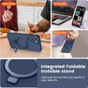 Liquid Silicone Case for Samsung Galaxy S23 with Magnetic Stand, Mil-Grade Drop Shockproof, Full Camera Protection Anti-Scratch Microfiber Lining Silicone Phone case, Dark Blue