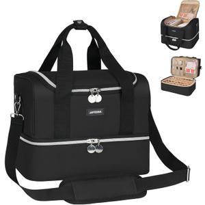 Nail Polish Organizer Case - Large Double Layer Organizers and Storage Bag for Nail Supplies and Art Tech (Black)