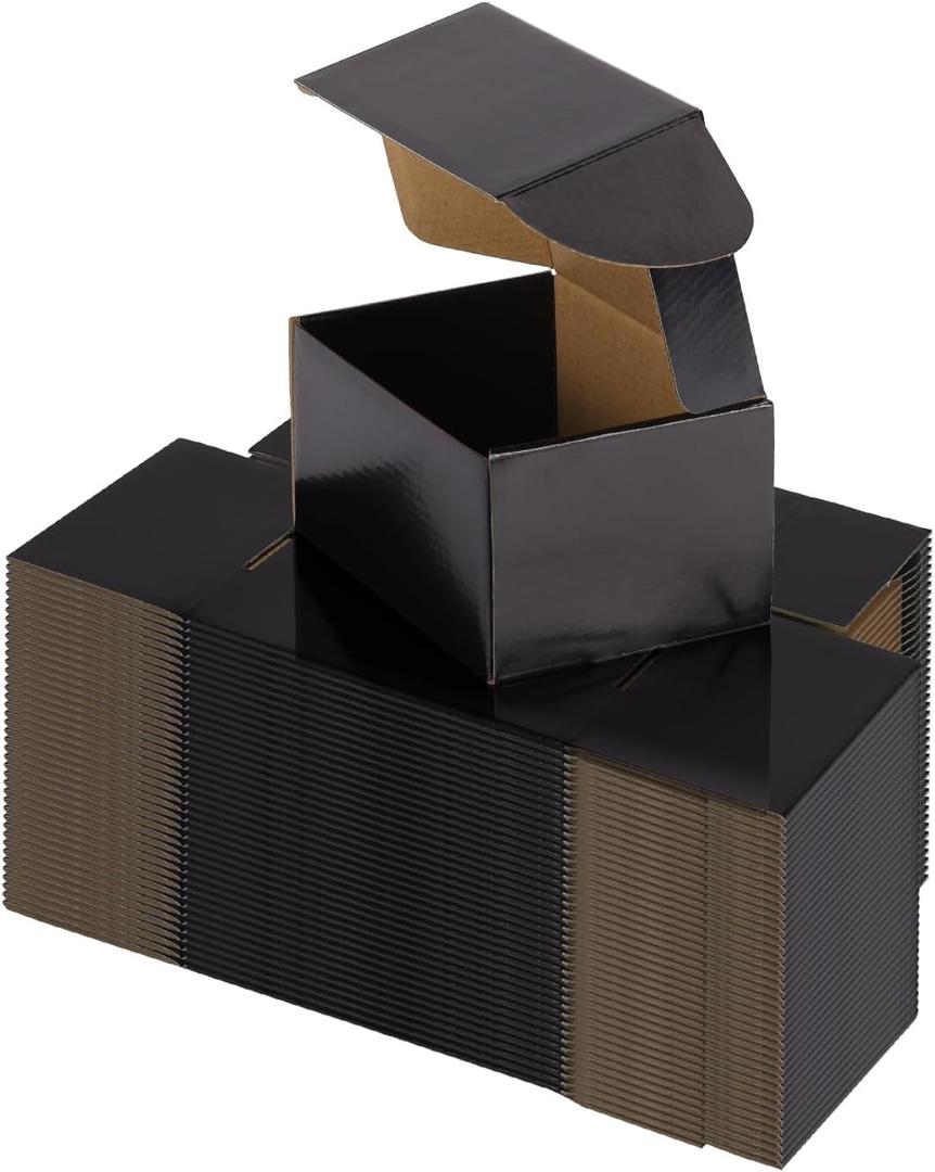 Hoikwo 40 Pack 6x4x3 Shipping Boxes for Small Business, Black Packaging Cardboard Boxes, Moving Mailing Packing Box