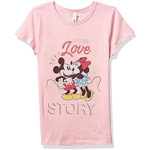 Disney Characters True Love Story Girl's Solid Crew Tee, XL