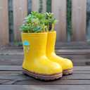 Yellow Rain Boot Flower Pot Garden Planter Succulent Planter Resin Cute Boots Planter Pot Decorative Succulent Planter Pot with Drainage Hole Boots Flower Vase Gift (Design-2)