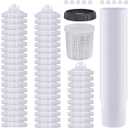 Disposable Paint Sprayer Mixing Cup for Automotive Paint Gun, HVLP Paint Spray Paint Gun 20 Ounce (600ml) Kit with 50 Cups and Lids System, 1 Hard Cup with Retainer Ring and 10 Plugs