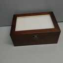 Wooden Bracelet Display Holder with Rods for Bangles & Watches Brown Jewelry Organizer Box with Clear Lid, Velvet Lined Storage Case for Women & Girls