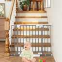 29"-40" Baby Gate for Stairs, Auto Close Stroller Friendly Dog Gate Indoor for Doorways, Pressure Mounted Baby Gate, Easy Walk Through Gate for Children & Pets, Grey (29-40"Wide, 28"Tall, Gray)