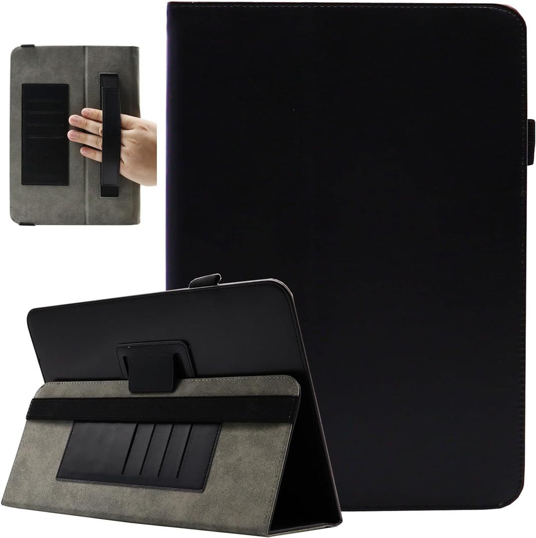 Universal 10 10.1 11 Inch Tablet Case, Viclowlpfe Protective Folio Stand Android 16 15 Case for 9.6-11 Inch Tablet with Hand Strap and Cards Slots, Black