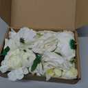 56 PCS Artificial Flower Heads White Bulk Fake Rose Peony Hydrangea Faux Flowers Small for Crafts Wedding Hair Cap Dresses Cake Baby Shower Decorations