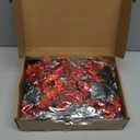 2 Pcs Christmas Glitter Artificial Poinsettia Garland 6.5 ft 10 LEDs Faux Flower Xmas String Lights Poinsettia Garland with Lights Gold Berries Holly Leaves for Indoor Outdoor Decor (Red)