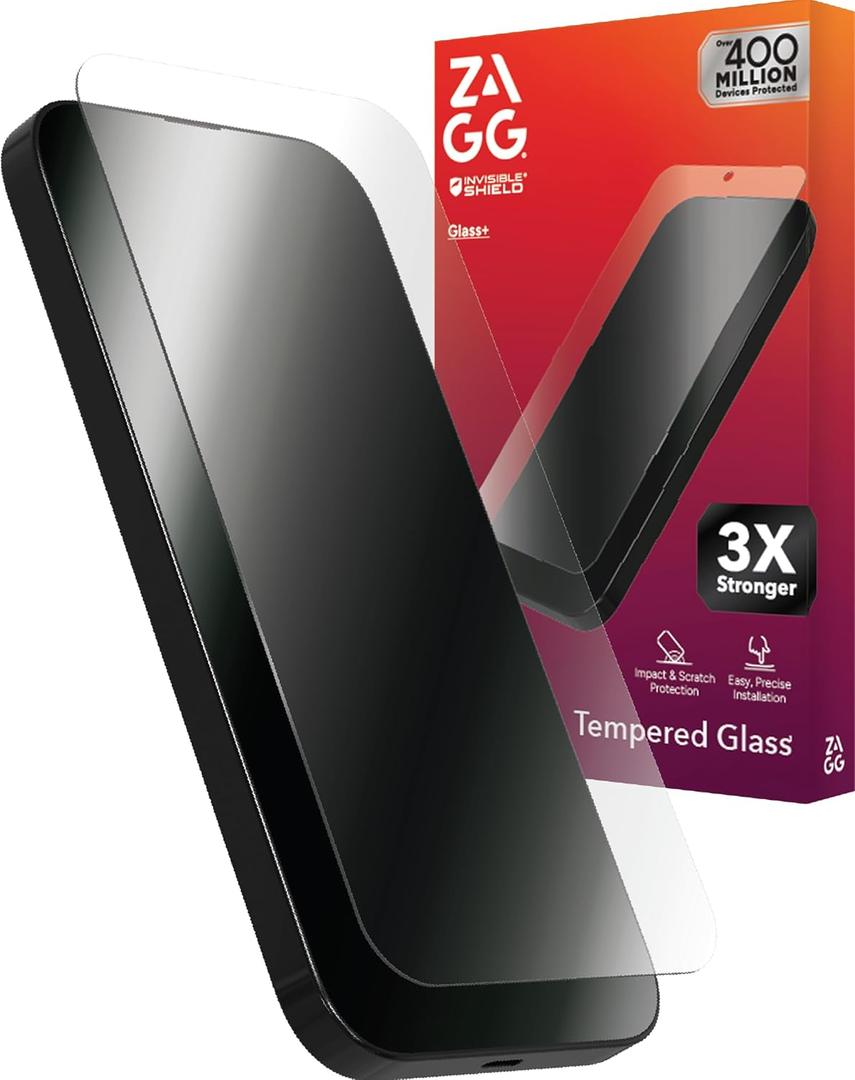 ZAGG Glass+ Samsung Galaxy S25 Edge Screen Protector Extreme Impact & Shatter Protection, Scratch-Resistant, Smudge-Resistant, Fingerprint Scanner Compatible, InvisibleShield, Easy Installation