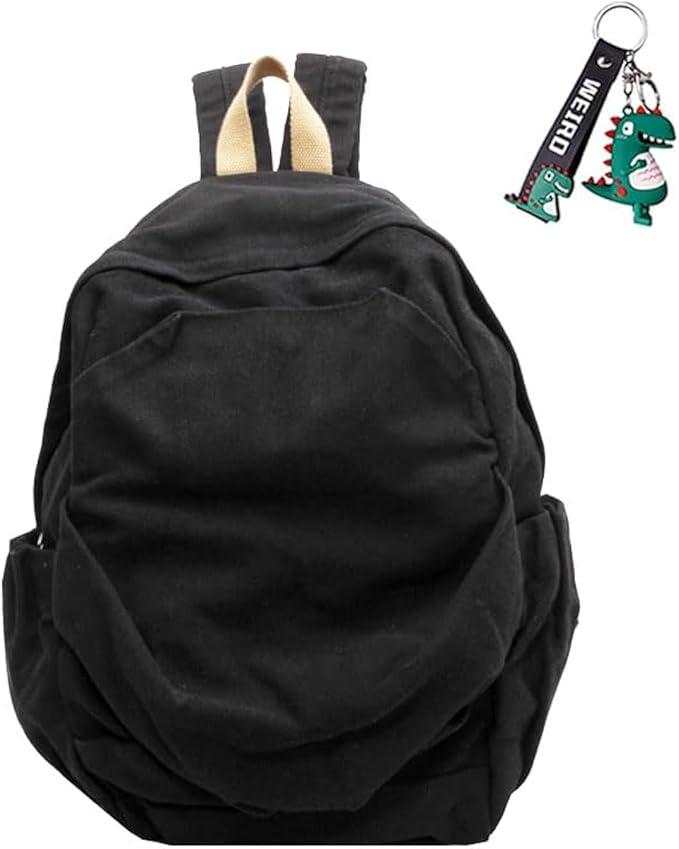 Lightweight Travel Canvas Backpack Vintage Casual Daypack YK2 Fashion Backpack Multipurpose Adjustable Shoulder Straps Backpack Travel Work Fits Canvas Backpack (Black)