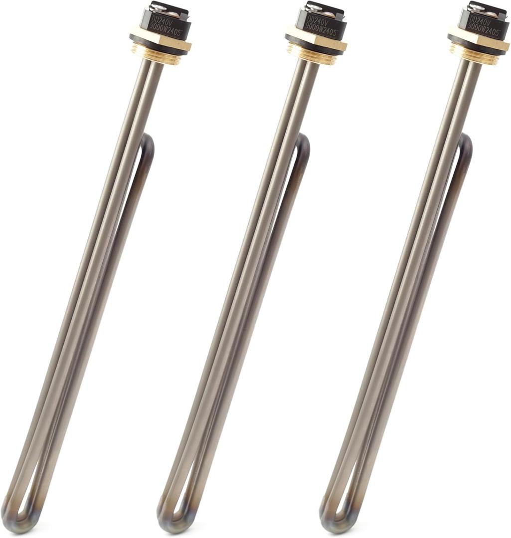 Titanium HE 90240 Heating Element 3PCS Replacement for EcoSmart ECO 18 27 36 9KW 240V Tankless Water Heater Element Parts Replaces He 80240 RC04709024S SGB-2903 HA-P004 HA-P005 Screw-In