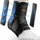 WHCOOL Slim-Fit Ankle Brace for Sprained Ankle, Velcro Lace Up Ankle Support for Women Men With 2 Auto-Shaped Pads, Air Fabric Cool Ankle Stabilizer for Injury Recover, Running,Sports, M(12”-13”)