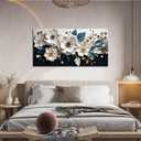 Large Canvas Wall Art for Living Room Bedroom Home Office White and Blue Floral Wall Art Botanical Picture Modern Framed Artwork Canvas Prints 24x48 In