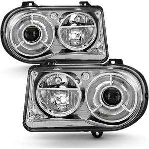ACANII - For 2005-2010 Chrysler 300C [Factory OE Style] Chrome Headlights Headlamps Replacement Driver + Passenger Side, 2 Pack 