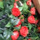 Yunlly 2 Pcs 3FT Tall Artificial Spiral Topiary Trees with Red Rose Bushes, 36" High End Outdoor Fake Plants with Spike, Realistic Large Fake Rose Shrubs for Front Door, Garden, Porch Decor