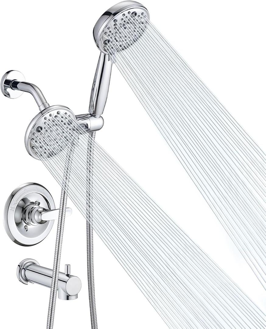 Replacement Faucet Shower Trim Kit for Delta 1300/1400 & 13/14 Series, Tub Shower Faucet Set, High Pressure Dual Shower Head Combo - Chrome (Valve/Cartridge Not Included)