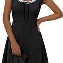GUBERRY Women Summer Dresses Mini Cute Solid Flowy Square Neck Ruffle Sleeve Sundresses for Women, M