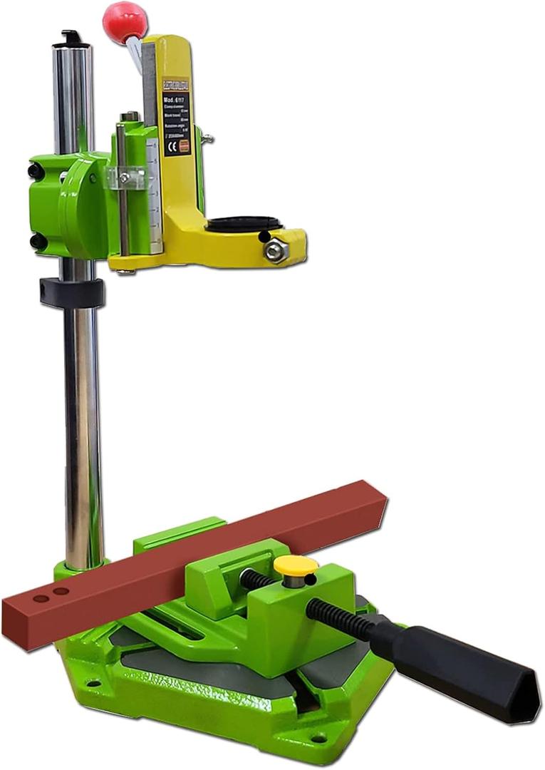 Vertical Drill Stand, Spindle Collar Diameter 38mm-43mm, Attachable to Electric Drills, 2.5 Inch Mivis with Vise, 90 Degree Adjustable Electric Drill Stand (with Vise)