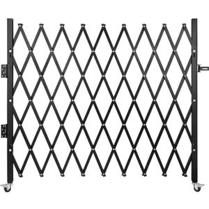 VEVOR Single Folding Security Gate, 7.25 ft H x 7.8 ft W Folding Door Gate, Steel Accordion Security Gate, Flexible Expanding Security Gate, 360° Rolling Barricade Gate, Scissor Gate/Door with Padlock