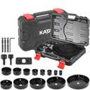 KATA Hole Saw Set 20PCS Hole Saw Kit with 3/4"-6"(19-152mm) 13PCS Saw Blades, 2 Mandrels, 3 Drill Bits, 1 Installation Plate, 1 Hex Key, Ideal for Soft Wood, Plywood, Drywall, PVC (Black)