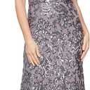 Alex Evenings Womens Long Length A-line Sequin Lace V-Neck Mother of The Bride Dress, Formal Event Gown with Short Sleeves (12, Icy Orchid)