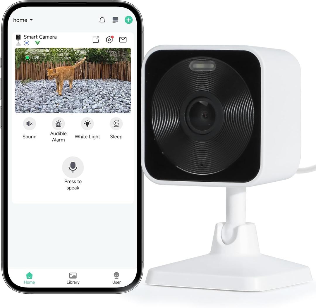Pet Camera for Outdoor Cat House, Smart Monitor for Outdoor Cat House with Night Vision, 2-Way Audio and Siren Alarm, Cloud & SD Card Storage, Compatible with Alexa