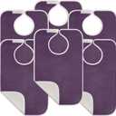 Utopia Towels 6 Pack Premium Unisex Adult Bibs for Elderly Women Men, Waterproof Bib for Eating, Adjustable and Washable (Plum)
