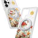 Uppuppy for Samsung Galaxy S25 Ultra Case - Compatible with MagSafe for Women Girls Bulit-in 360°Rotatable Magnetic Ring Holder Kickstand Cute Aesthetic Mushroom Butterfly Design for Samsung S25 Ultra