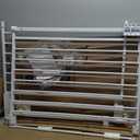 28"-67" Wide Baby Gate for Stairs and Doorways, White Indoor Metal Dog Gate for Pets, Auto Close 2 Way Swing Walk Through Door, Double Lock & Y-Bolts, Pressure or Hardware Mount
