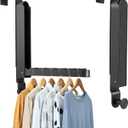 Over The Door Drying Rack, 1 Pack Foldable Over The Door Hooks Hanger for Laundry Clothes Heavy Duty Door Organizer Rack Coat Towels Hanging Storage for Bedroom Bathroom Kitchen