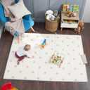 Baby Play Mat, Thick Foam Stars Design, Foldable Waterproof Mat for Crawling, Padded (79 x 59 Inches)