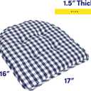 Sweet Home Collection Chair Cushion Memory Foam Pads Tufted Slip Non Skid Rubber Back U-Shaped 17" x 16" Seat Cover, 2 Count (Pack of 1), Checkered Navy/White