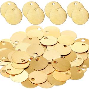 Zhengmy 25 Pcs Solid Brass Tags for Stamping, Chits for Pipe Valves Round Brass Tags Blank Valve with Hole for Pets Plants Doors Pipe Valves Equipment Tool and Keys Labeling(1.0 Inches)