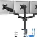 ErGear Triple Monitor Mount for 13-27 inch Screens, Triple Monitor Arms with USB, Heavy Duty Three Monitors Stand with Tilt, Swivel, Rotation, Holds Up to 17.6 lbs Each Arm