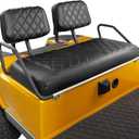 NOKINS Golf Cart Seat Covers Fit Club Car DS Pre-2000 OEM Ordinary Front Seat Cushion, Golf Cart Leather Diamond Replacement Front Seat Cover Black Stitching No Stapler Required