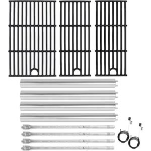 Grill Parts for Charbroil Performance 4-Burner 463352521 463354021 463365021 463365522 463366022, 17 inch Cooking Grate, Burner and Heat Plate for Charbroil Grill Replacement Parts 463351221