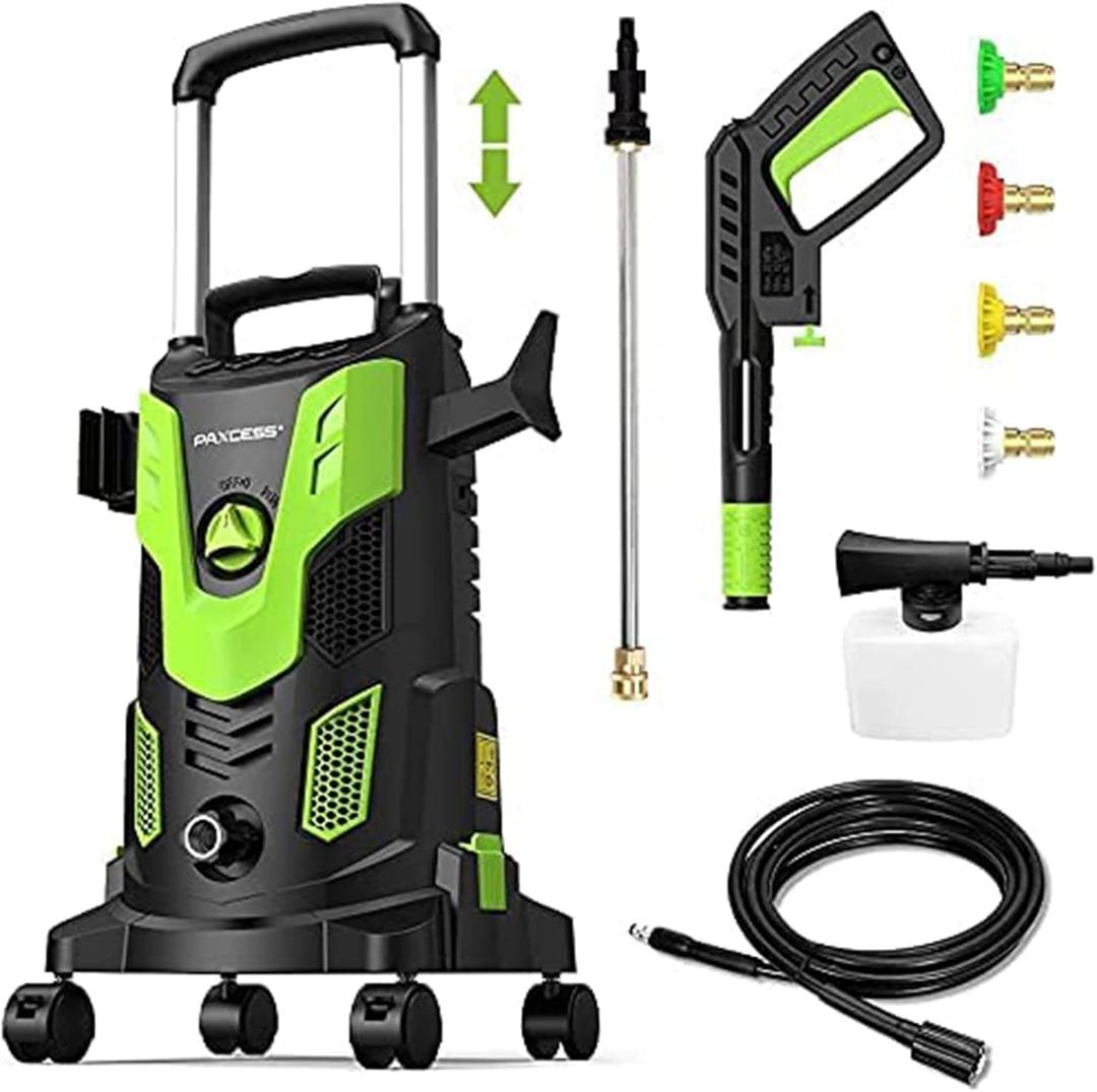 Upgraded 3000PSI Pressure Washer, 2.5GPM Portable Electric Power Washer with 360 Spinner Wheels, 4 Quick Connect Nozzles Foam Cannon for Car/Patio/Deck/Home Cleaning