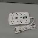 2 Prong Power Strip, 3 to 2 Prong Outlet Adapter, 1700J 2 Prong Surge Protector 5ft Extension Cord with Thin Flat Polarized Plug, 8 AC & 6 USB, Wall Mount for Non-Grounded Outlet, Ideal for Old House