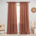 KOUFALL Terracotta Boho Curtains for Living Room,Sheer Rust Colored Linen Rustic Chic Decor Western Curtains for Bedroom 2 Panels Set 84 Inches Long